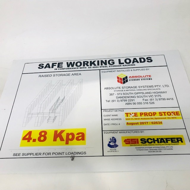 SIGN, Construction - Safe Working Loads 74 x 58cm